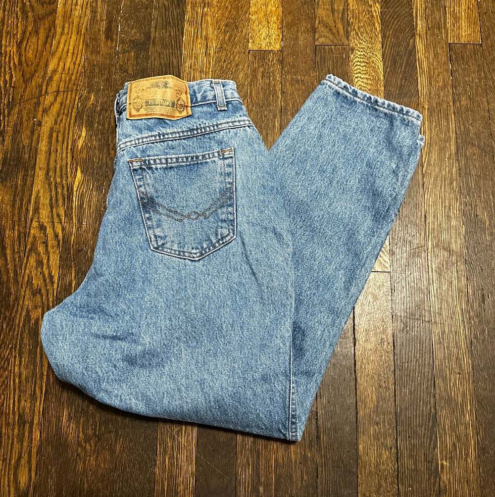 Vintage Gitano High Waisted Light Wash Denim Mom Jeans Size 14 Short